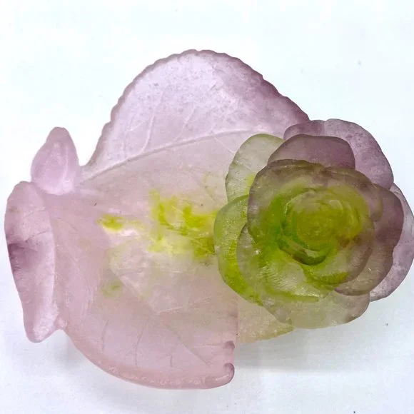 DAUM Pate de Verre Rose Vide Poche Small Ornamental Bowl French Art Glass MC1514 - Picture 6 of 10